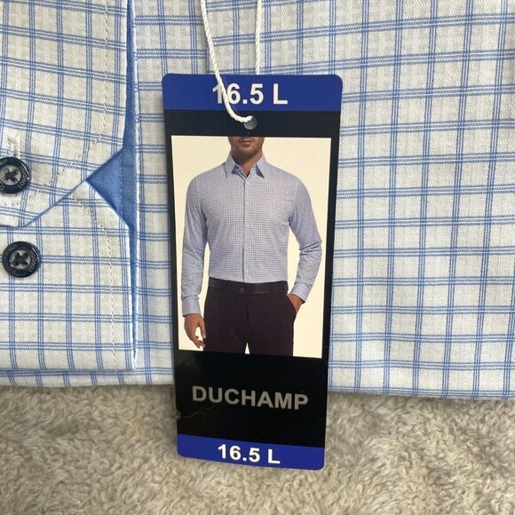 NEW Duchamp London Men's Slim Fit 16.5/42 Large Stretch Cotton Dress Shirt - Picture 4 of 6